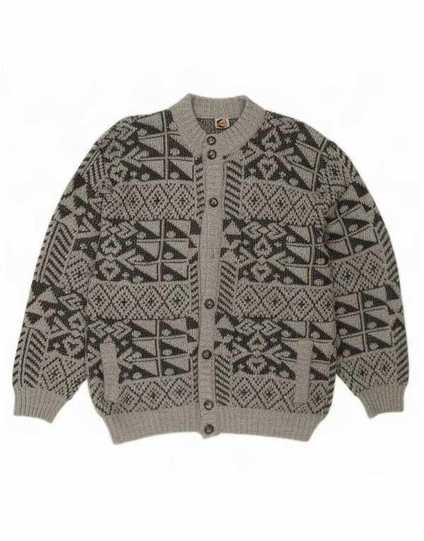 Pulover Cardigan Vintage pentru bărbați IT 54 XL Gri Geometric Acrilic