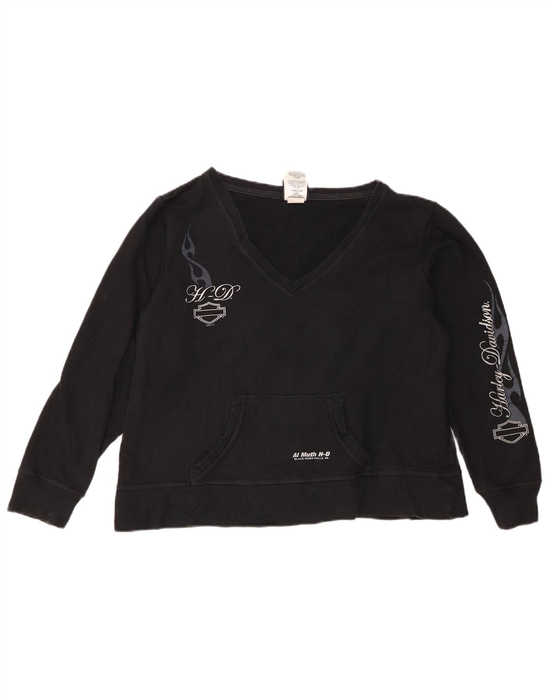 Pulover Harley Davidson pentru femei, cu grafic crop, UK 16, mare, negru