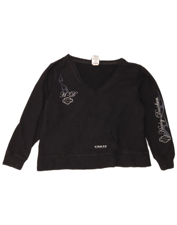Pulover Harley Davidson pentru femei, cu grafic crop, UK 16, mare, negru