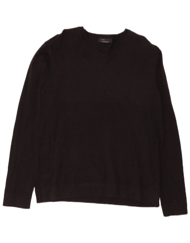 Pulover pentru bărbați Zara, cu decolteu în V, XL, negru