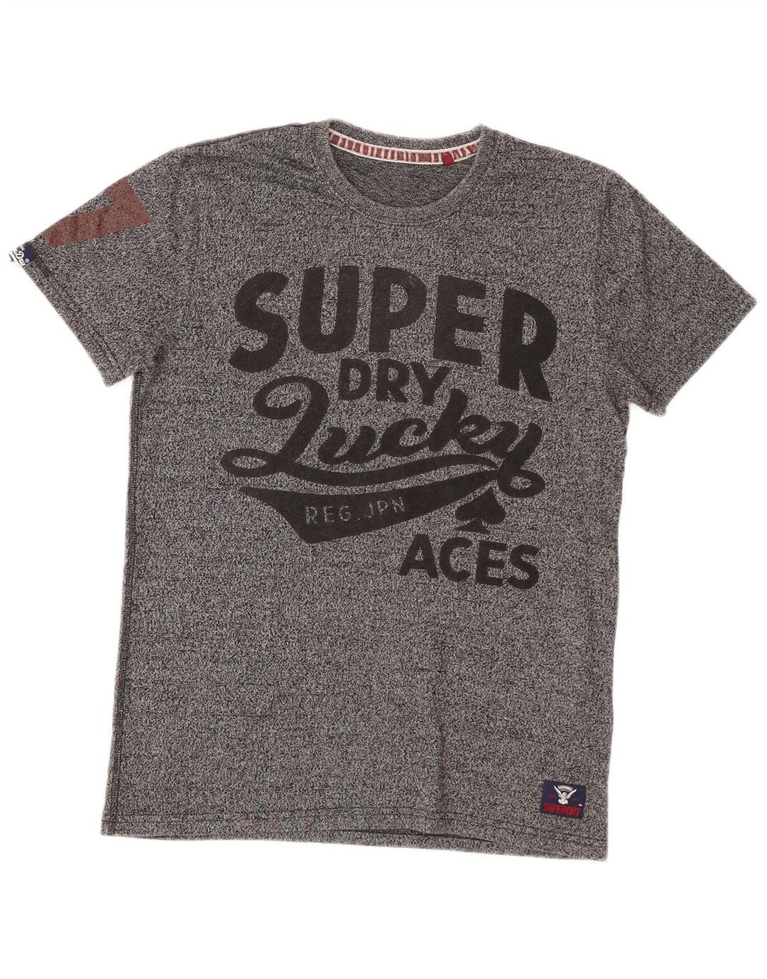 Tricou grafic pentru bărbați Superdry Top mic, gri, bumbac cu pete