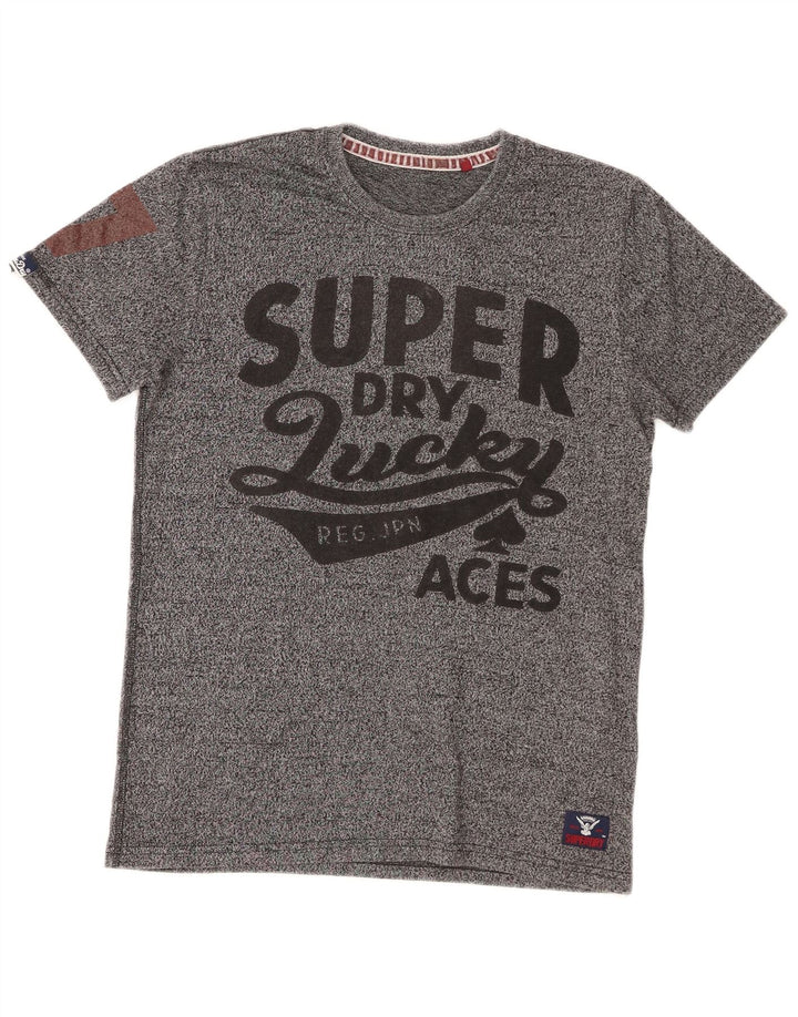 Tricou grafic pentru bărbați Superdry Top mic, gri, bumbac cu pete