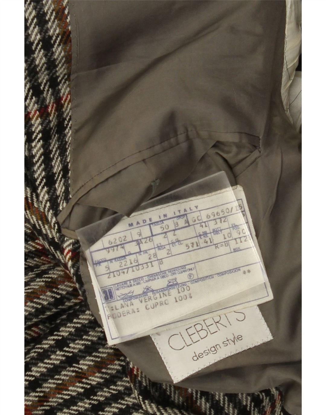 Jachetă pentru bărbați VINTAGE cu 2 nasturi IT 50 Lână mare gri Houndstooth