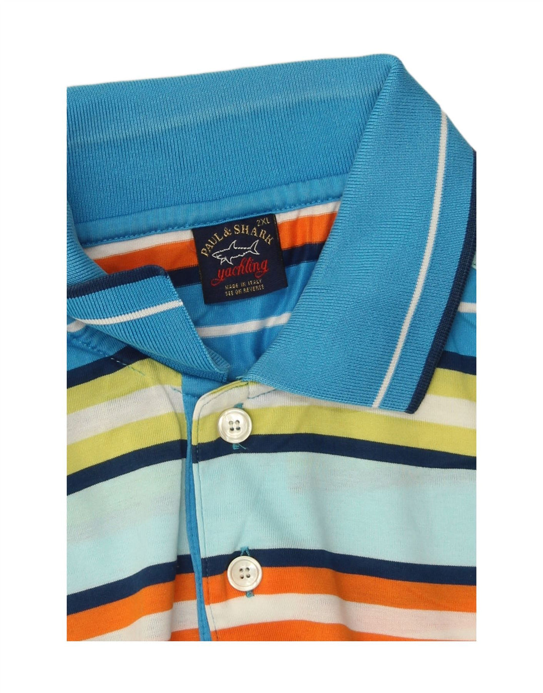 Cămașă polo Paul & Shark pentru bărbați 2XL, bumbac cu dungi multicolore