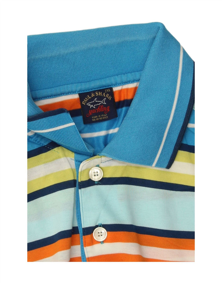 Cămașă polo Paul & Shark pentru bărbați 2XL, bumbac cu dungi multicolore