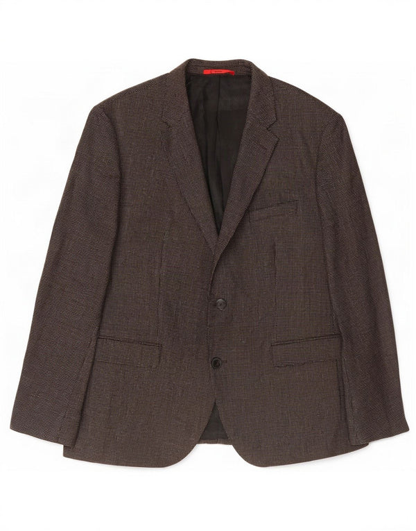 Blazer pentru bărbați Hugo Boss cu 2 nasturi US 44 2XL Lână cu pete maro