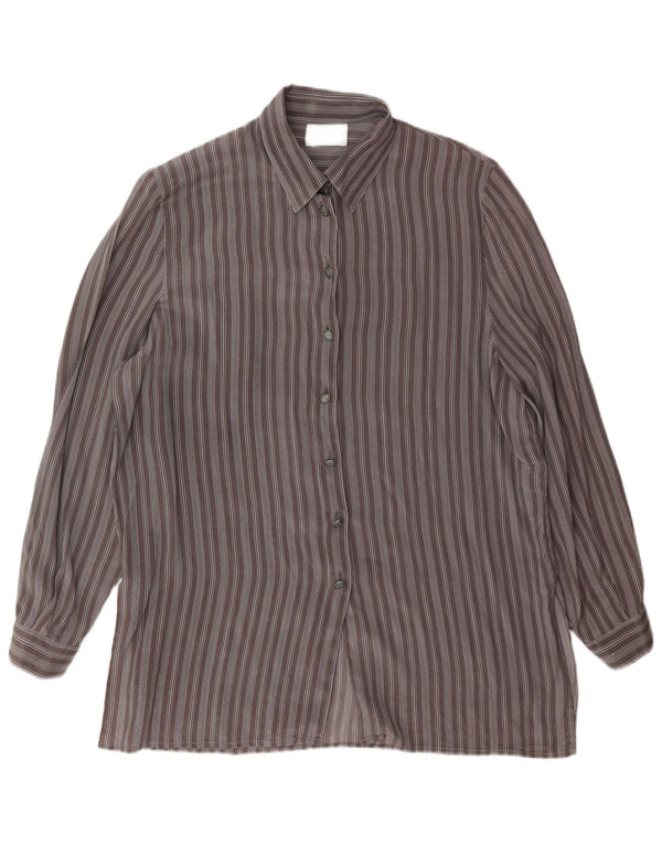 Rochie cămașă vintage pentru femei IT 46 Acetat mare cu dungi gri