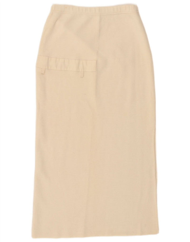 Fusta midi tricotată vintage pentru femei W32 Large Off White