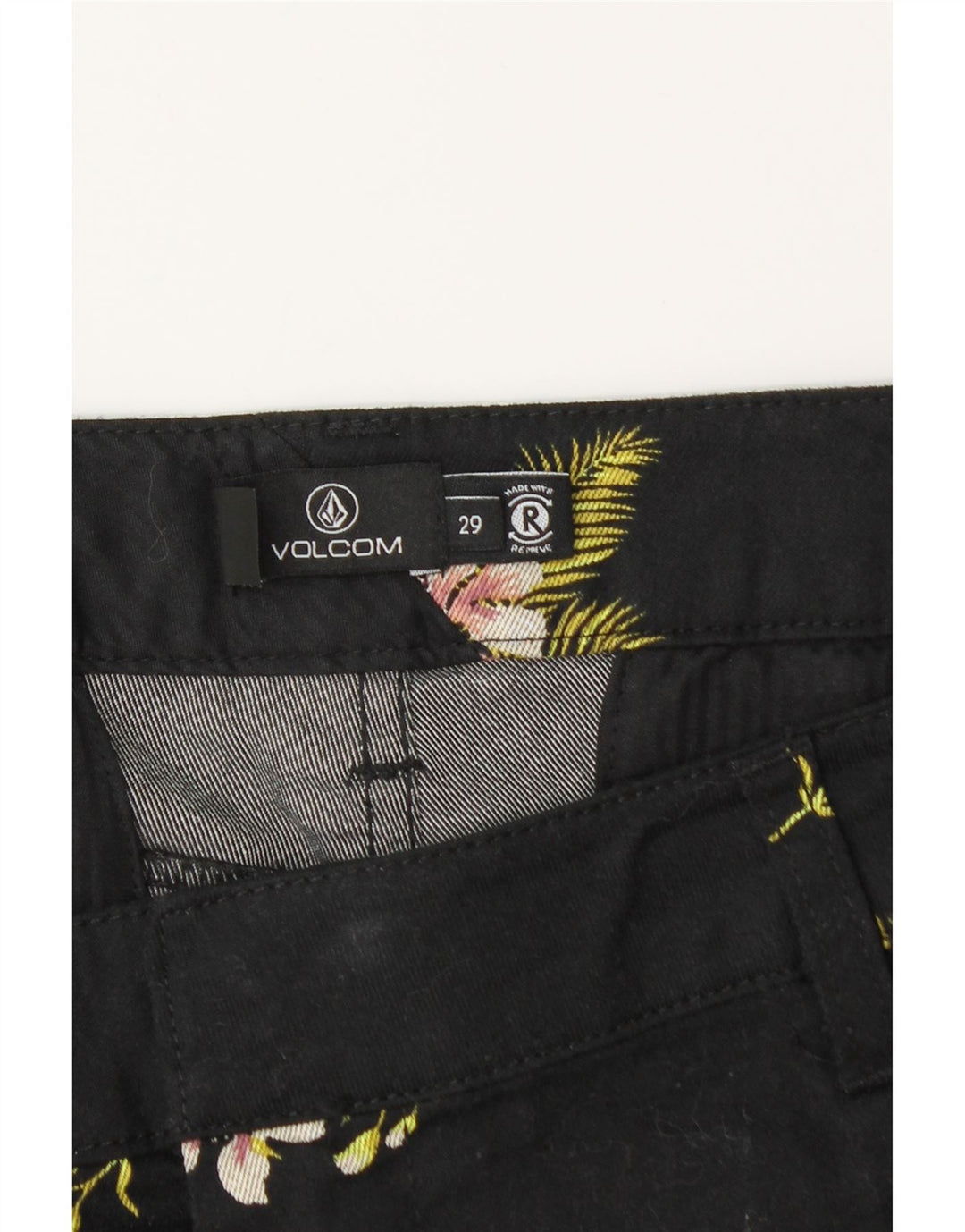 Pantaloni scurti chino pentru femei VOLCOM W29, bumbac floral, negru mediu
