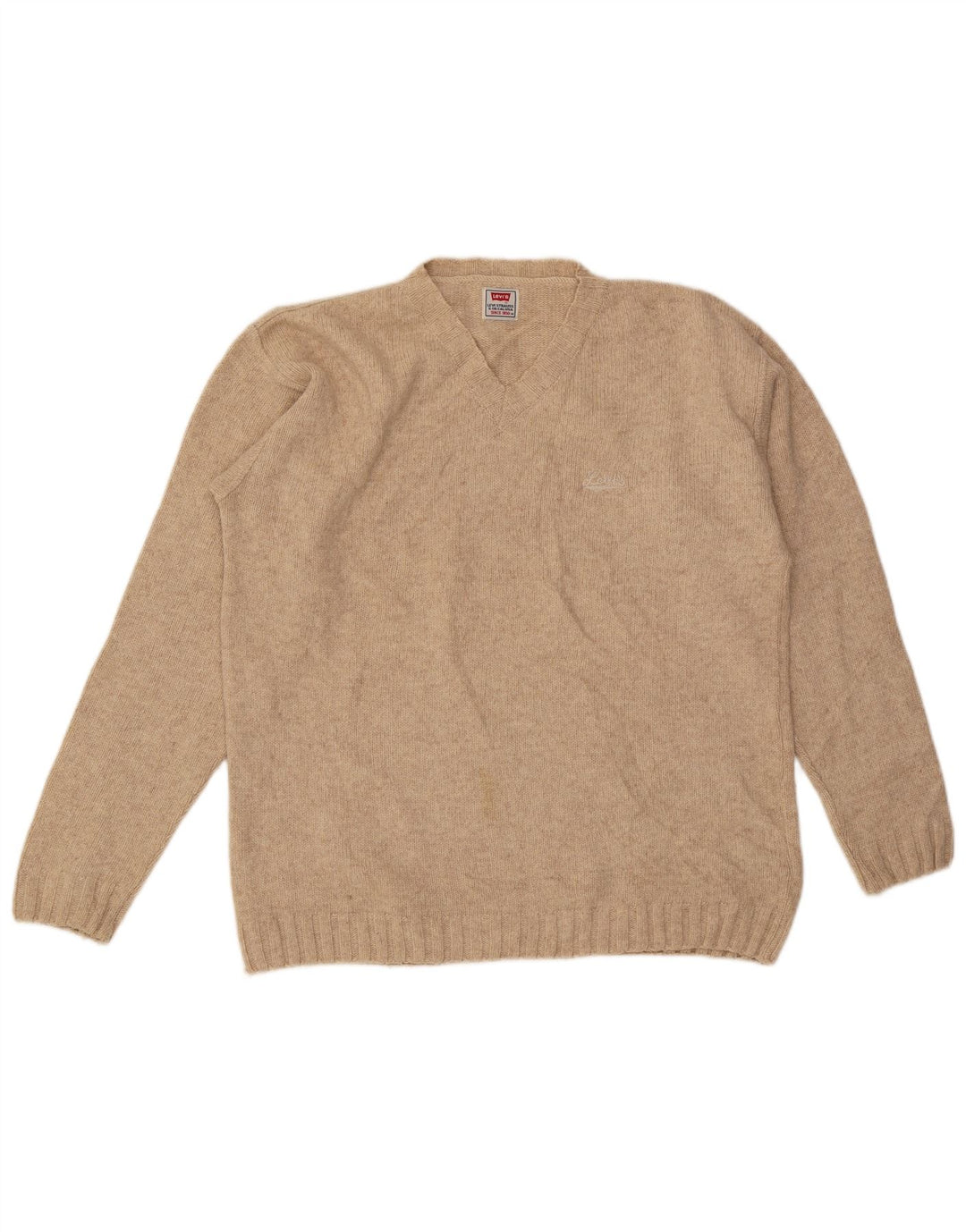 Pulover pentru bărbați Levi's cu decolteu în V, lână, bej mediu