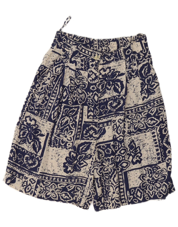 Pantaloni scurți casual vintage cu talie înaltă pentru femei, medii W28, albastru, floral