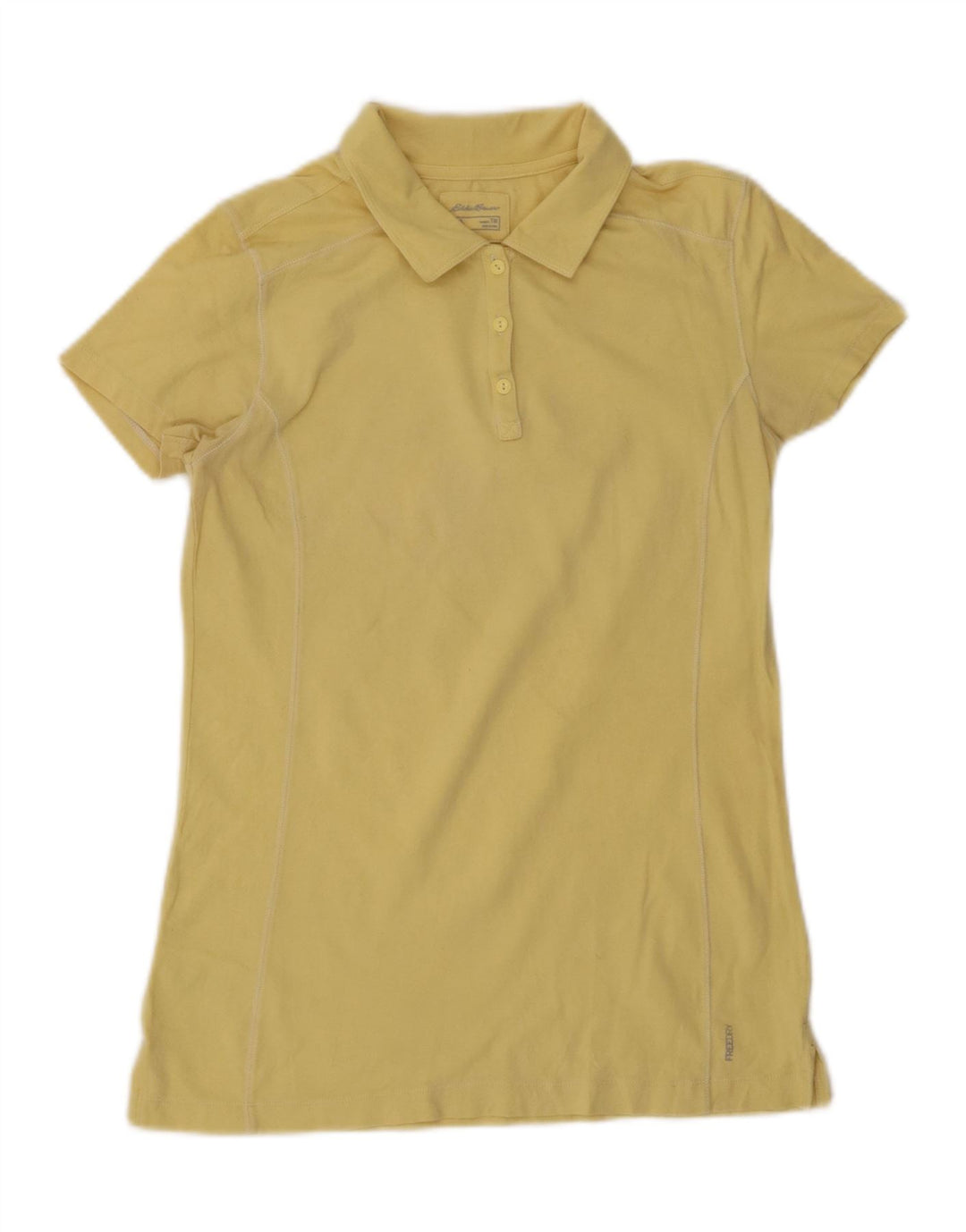 Tricou polo înalt pentru femei Eddie Bauer UK 12, bumbac galben mediu