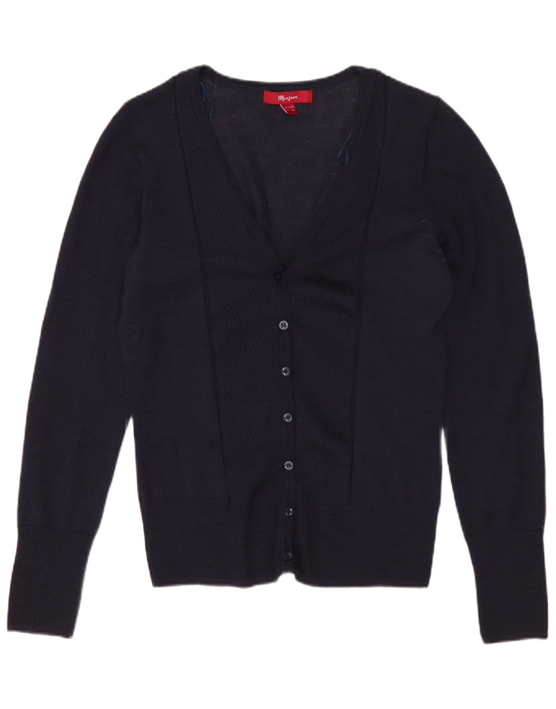 Pulover cardigan pentru femei Monsoon UK 12 Mediu Lână merino bleumarin