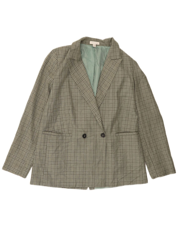 Topshop Jachetă Blazer înaltă pentru femei, UK 12 Medium Green Check