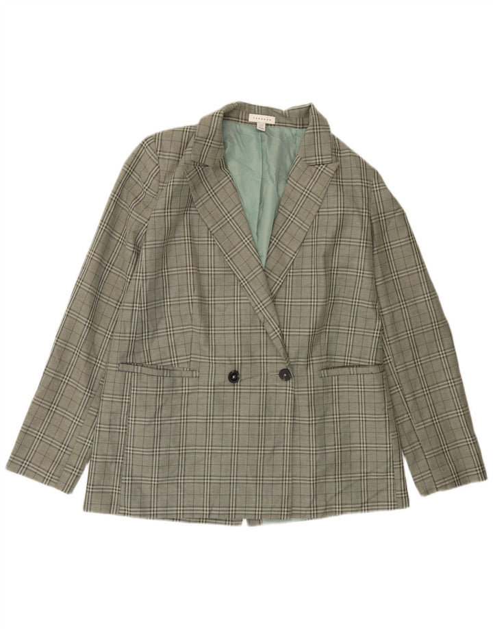 Topshop Jachetă Blazer înaltă pentru femei, UK 12 Medium Green Check