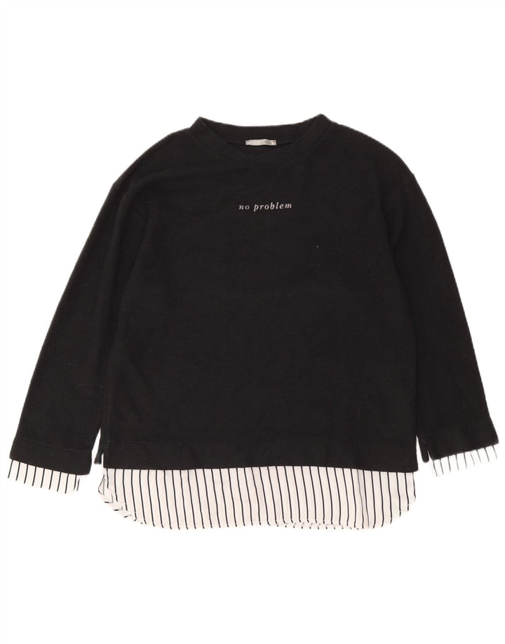 Top cu grafic supradimensionat pentru femei Zara cu mânecă lungă UK 10, poliester, gri mic