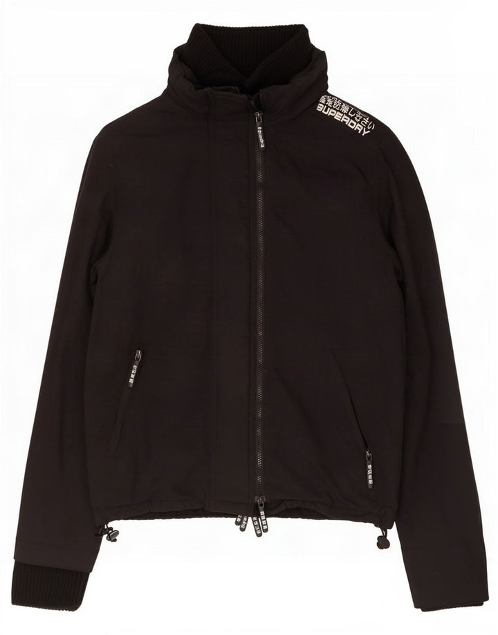 Jachetă de ploaie Superdry pentru femei UK 14, mare, negru, nailon