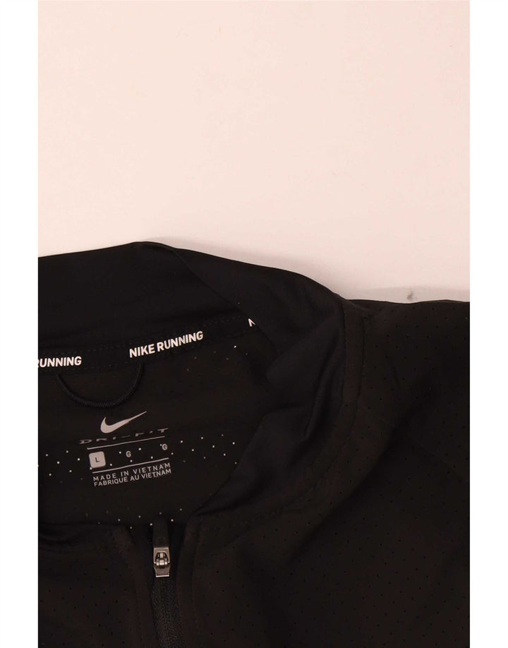 Jachetă de top pentru trening pentru alergare Nike pentru femei UK 16 Poliester negru mare