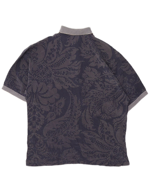 Tricou polo vintage pentru femei UK 14 mare bleumarin Paisley