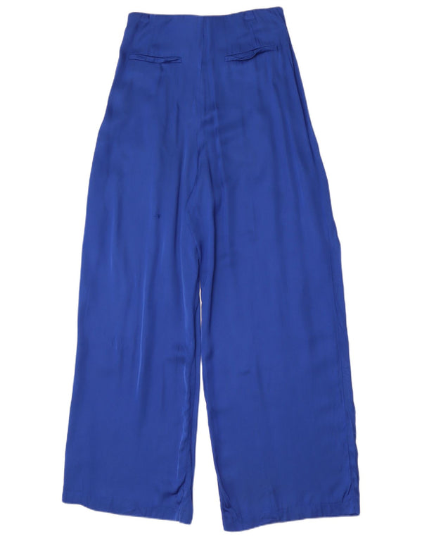 Pantaloni casual pentru femei cu talie înaltă și picioare largi Zara Mediu L28 L30 Albastru