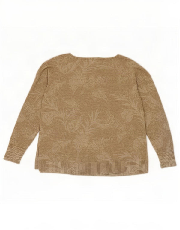 Oasis Pulover supradimensionat pentru femei cu gât de barcă UK 10 Mic Bej Floral