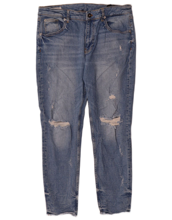 Blugi skinny distressed pentru bărbați Zara EU 44 Large W34 L27 Blue Bumbac