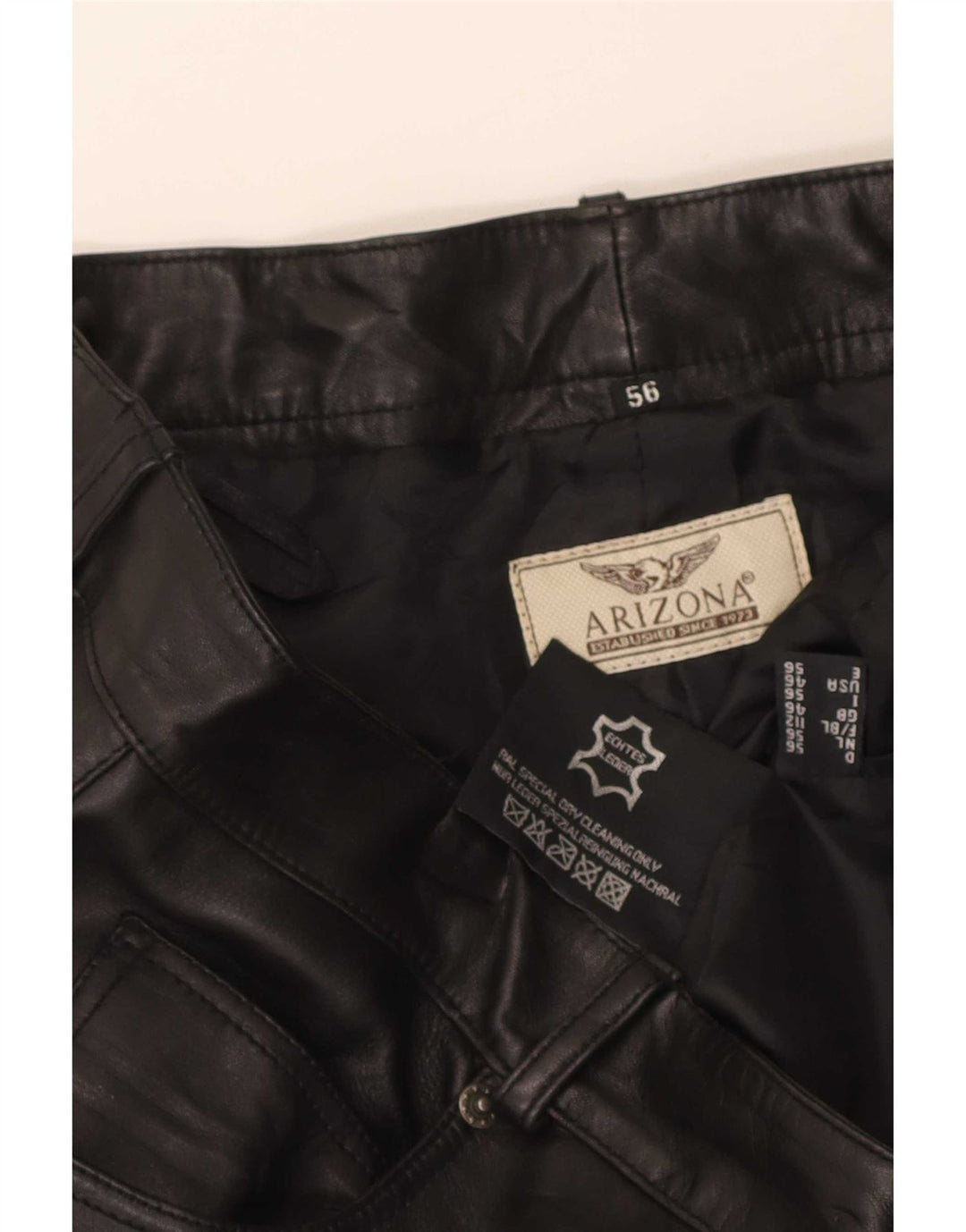 Pantaloni drepti din piele pentru bărbați Arizona W36 L32 negri