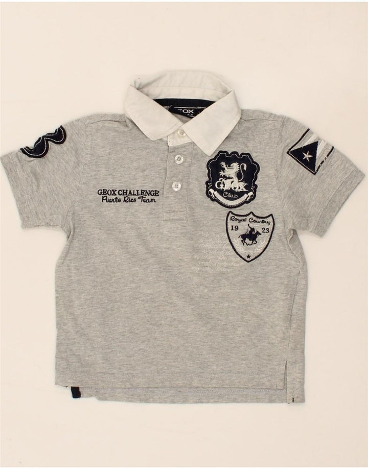 GEOX Boys Graphic Polo Shirt 2-3 Years Grey Cotton Vintage Geox and Second-Hand Geox from Messina Hembry 
