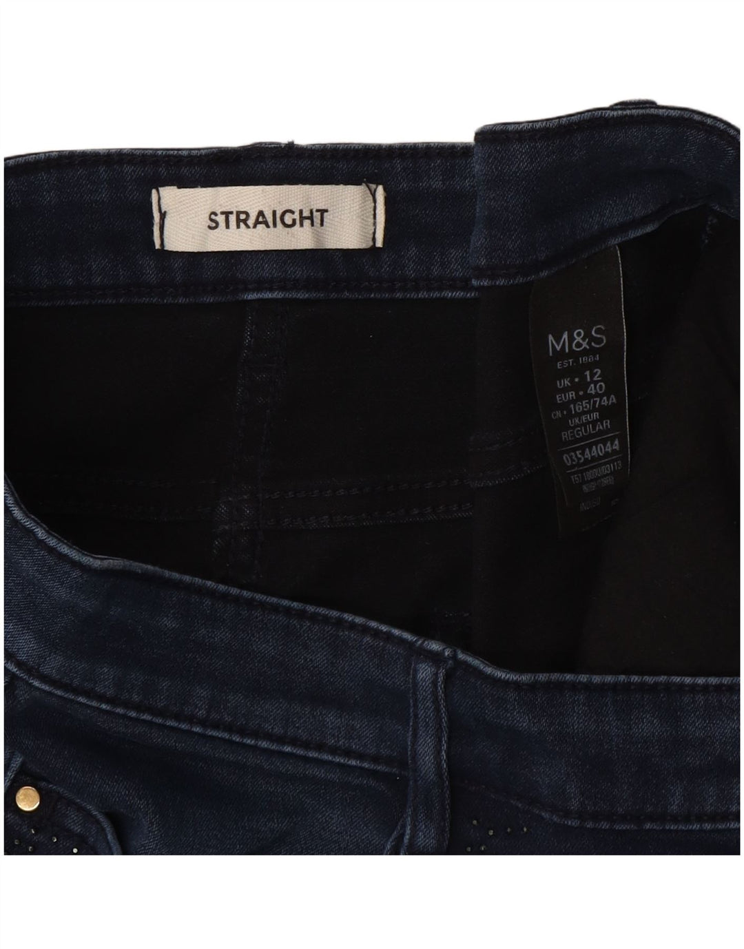Blugi drepti pentru femei Marks & Spencer UK 12 Medium L30 L30 Bumbac albastru