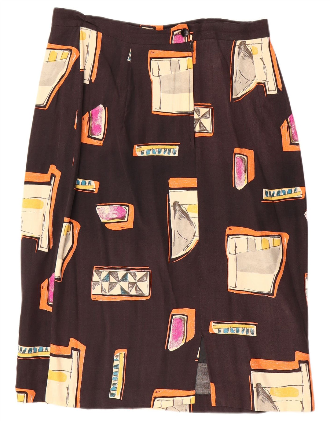 Fusta Dreaptă Vintage Femei W30 Maro Mediu Geometric