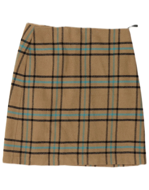 Fustă A-Line pentru femei Marks & Spencer UK 12 Medium W32 Bej carouri acrilic