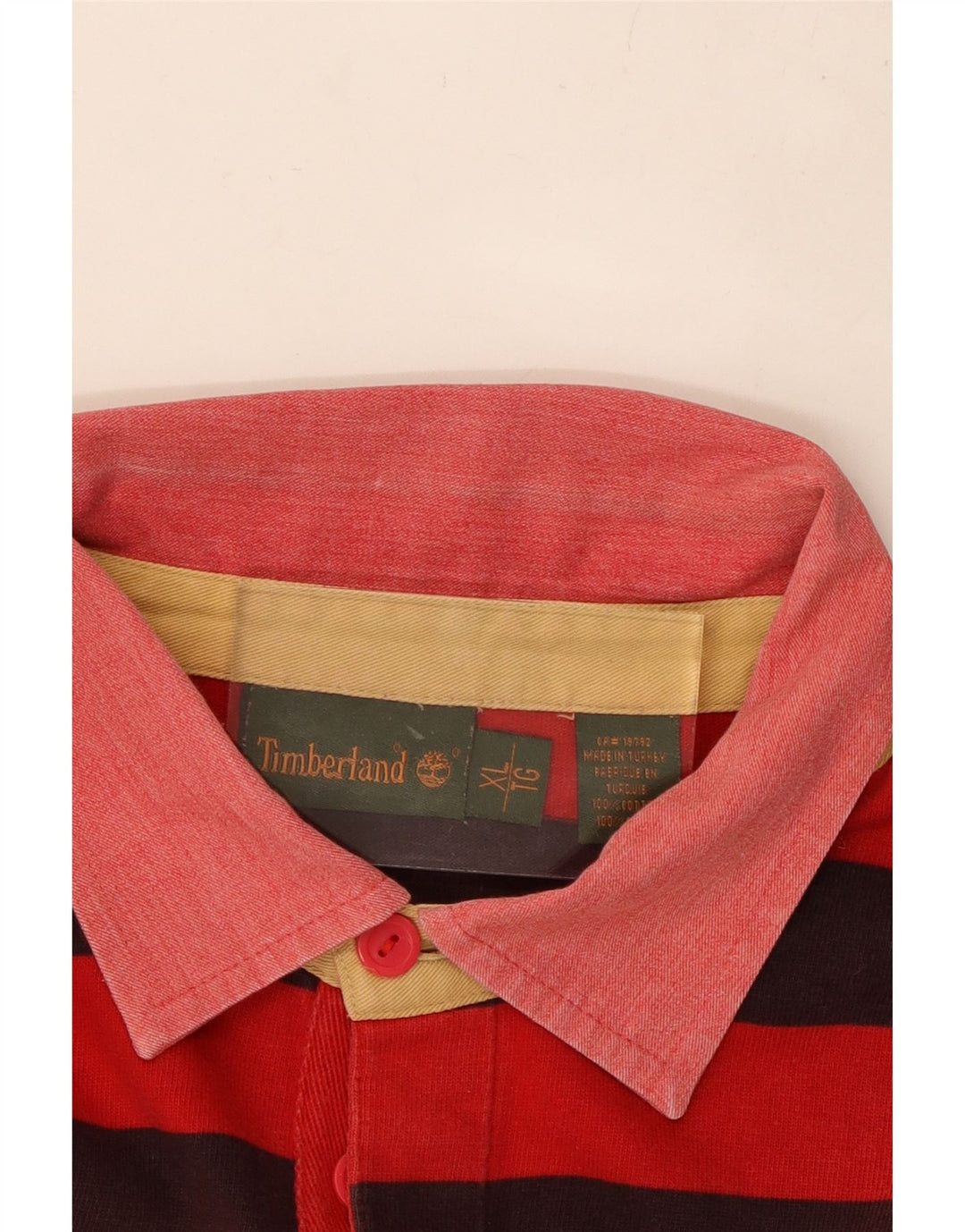 Tricou polo rugby TIMBERLAND XL, bumbac cu dungi roșii