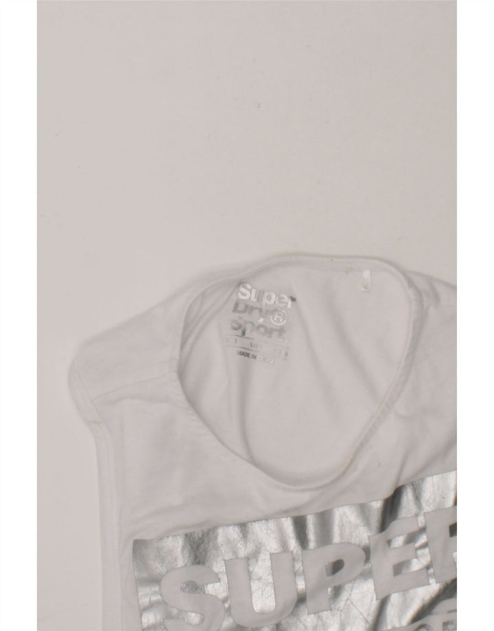 SUPERDRY Womens Graphic Vest Top UK 6 XS Grey Polyester Vintage Superdry and Second-Hand Superdry from Messina Hembry 