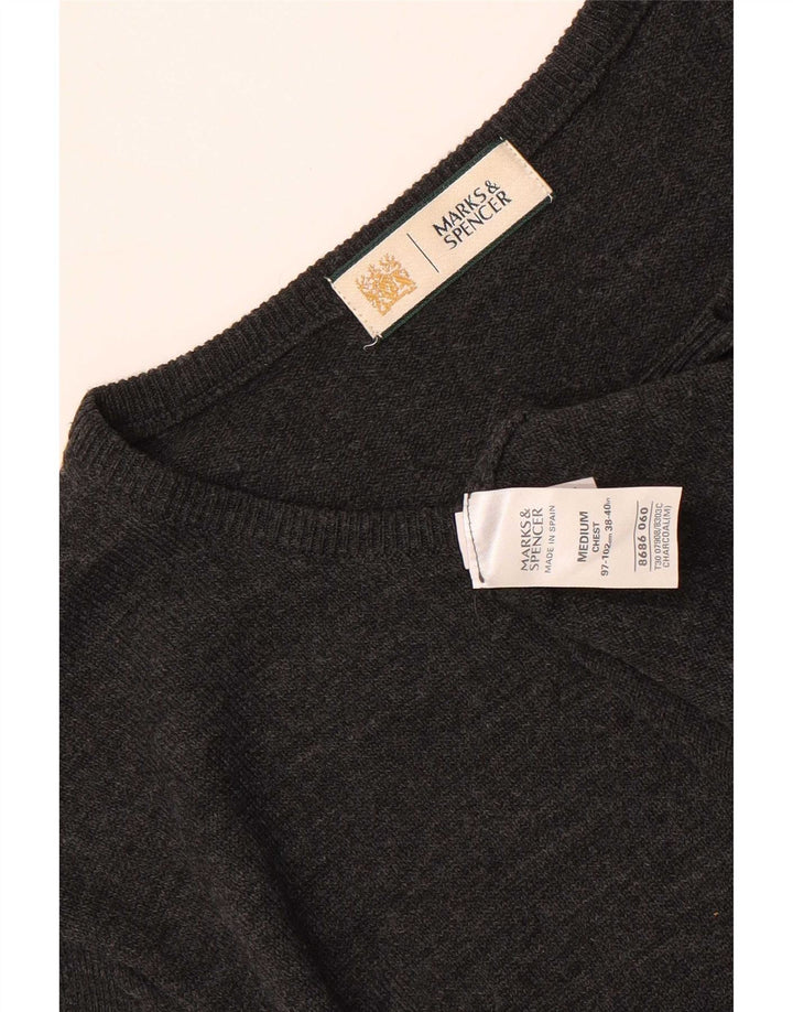 Pulover Marks & Spencer pentru bărbați, cu gât roșu, acrilic, gri mediu