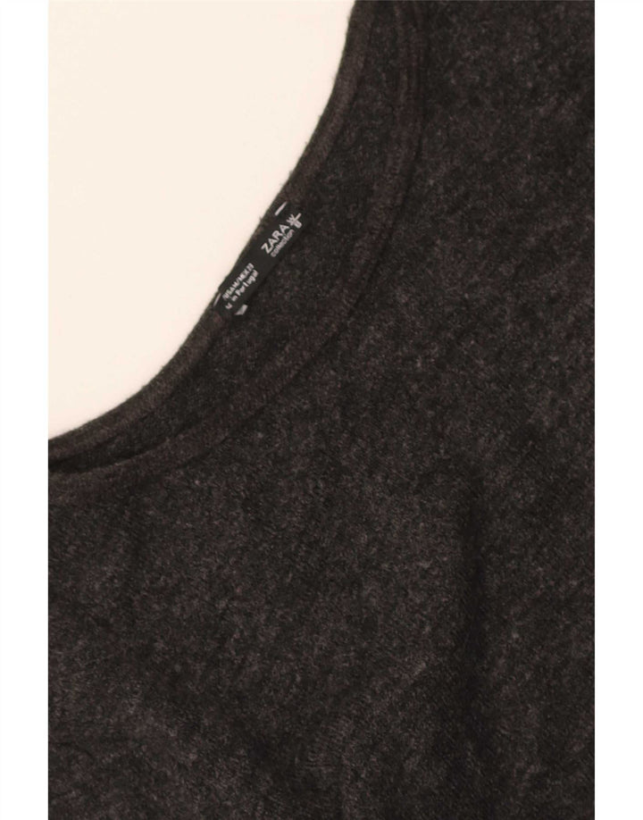 Crop Top pentru femei Zara cu mânecă lungă UK 12, gri mediu