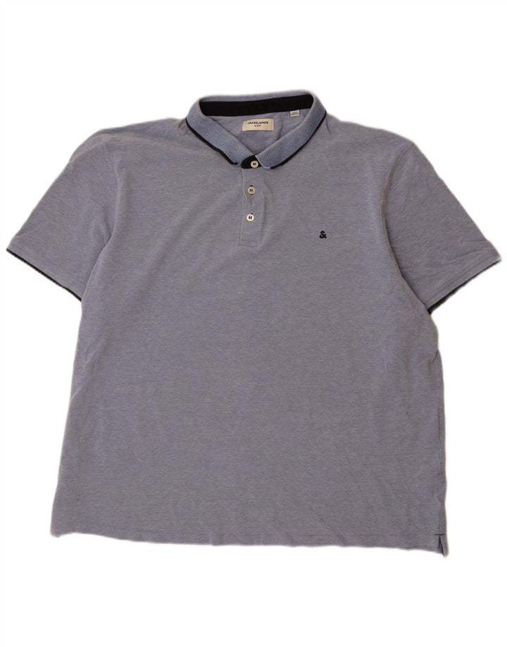 Tricou polo Jack & Jones pentru bărbați, bumbac albastru 3XL
