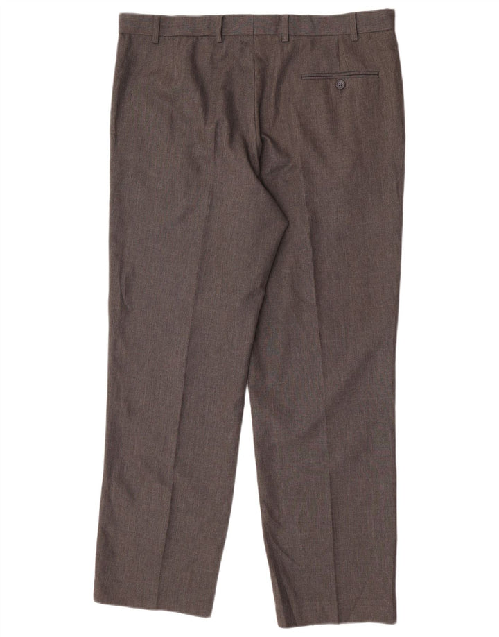 Pantaloni de costum pentru bărbați Marks & Spencer, cu ajustare normală, L38 L31, poliester gri