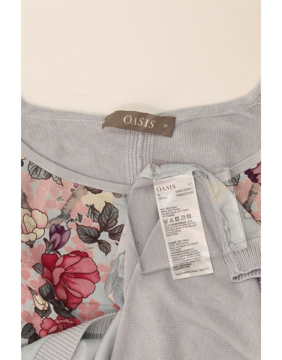 Pulover Oasis pentru femei, supradimensionat, cu gât de barcă, UK 14 Medium Blue Floral