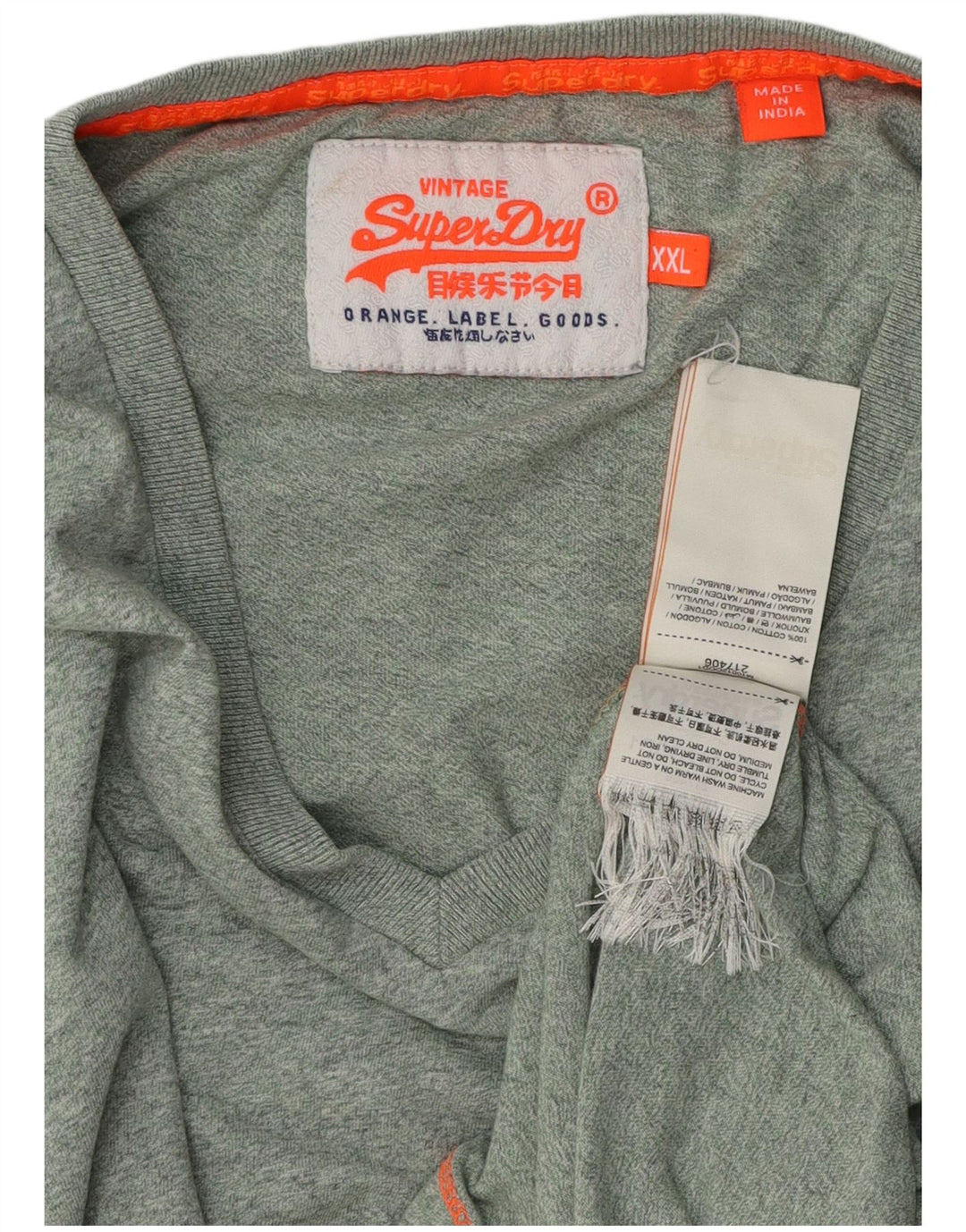 SUPERDRY Tricou Bărbați Top 2XL Verde Bumbac