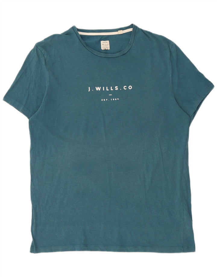 Tricou grafic Jack Wills pentru bărbați Top, bumbac albastru mediu