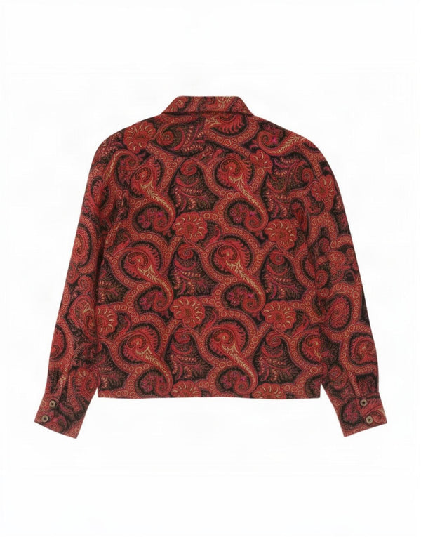 Bluză de cămașă vintage pentru femei UK 18 XL Viscoză roșie Paisley
