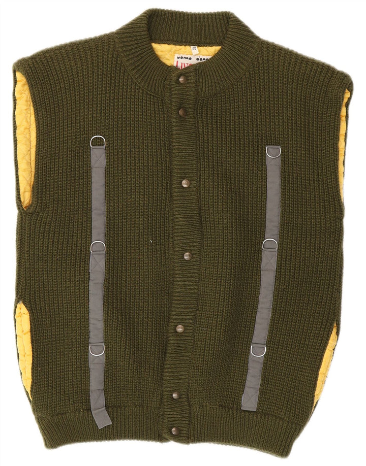 Pulover cardigan fără mâneci pentru bărbați Liverani IT 48 Medium Khaki Lână