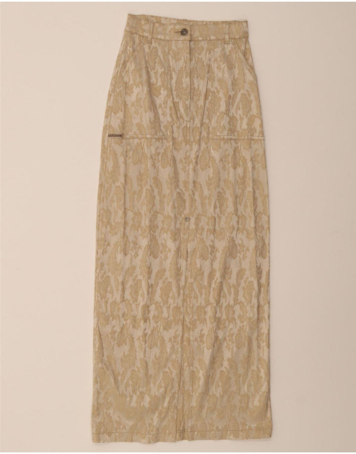 KRIZIA Womens Maxi Skirt W28 Medium Beige Floral Acetate Vintage Krizia and Second-Hand Krizia from Messina Hembry 