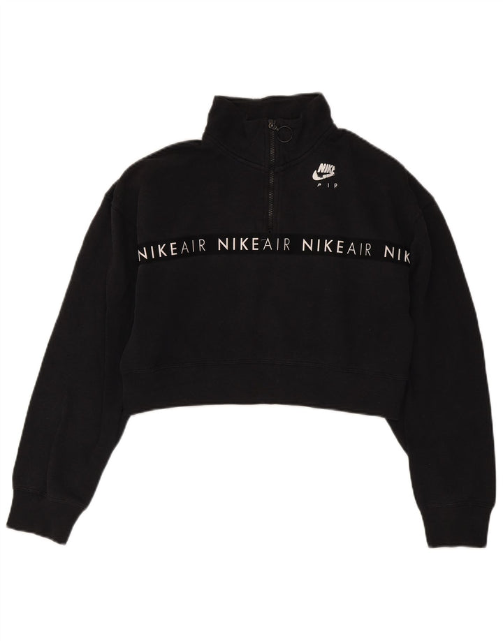 Pulover de hanorac oversized Graphic Crop Nike pentru femei UK 10 Mic Negru