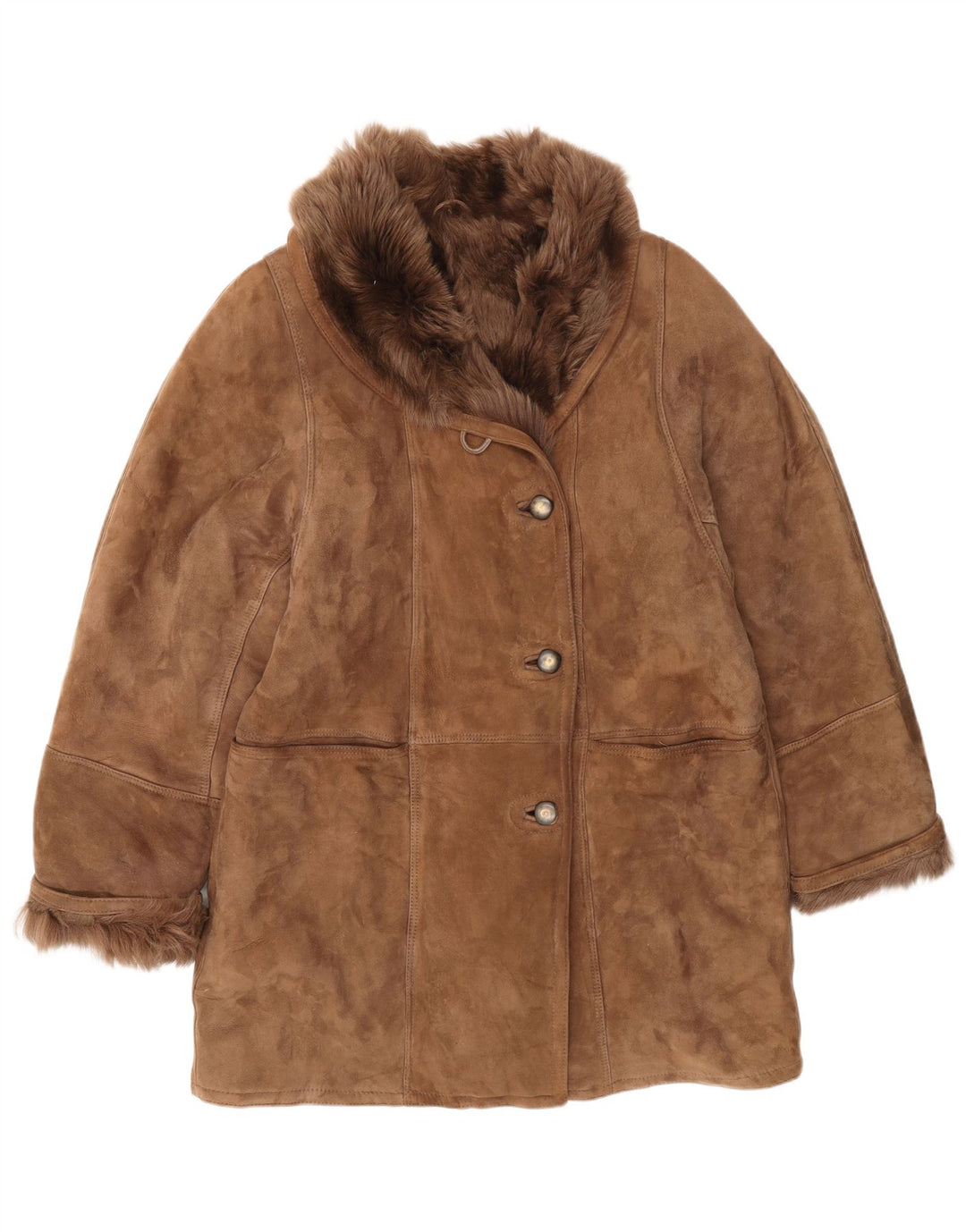 Jachetă vintage pentru femei din shearling IT 46 Large Brown Classic