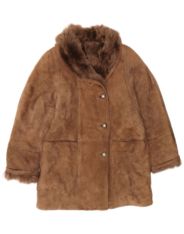 Jachetă vintage pentru femei din shearling IT 46 Large Brown Classic