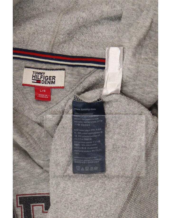 TOMMY HILFIGER Pulover supradimensionat cu capota cu grafic pentru femei UK 16 Large Gri