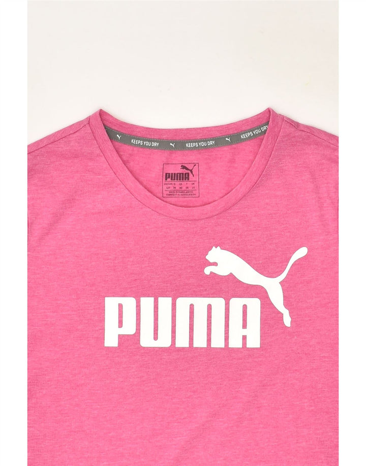 PUMA Womens Graphic T-Shirt Top UK 10 Small Pink | Vintage Puma | Thrift | Second-Hand Puma | Used Clothing | Messina Hembry 