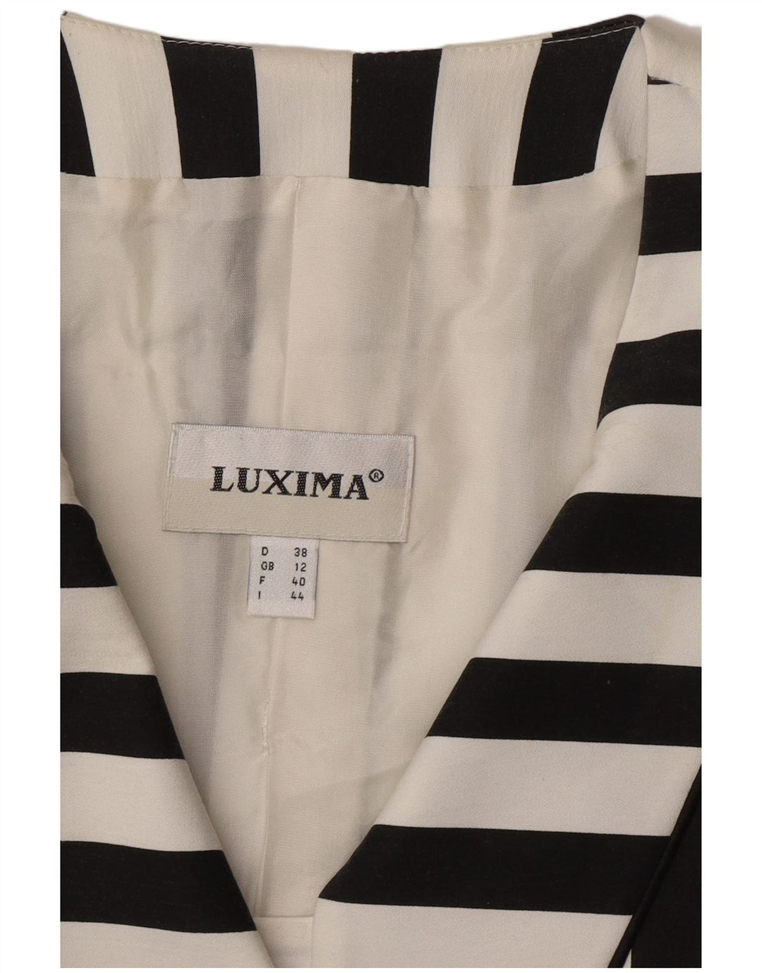 Jachetă vintage pentru femei cu 5 nasturi, UK 12, bumbac cu dungi negre medii