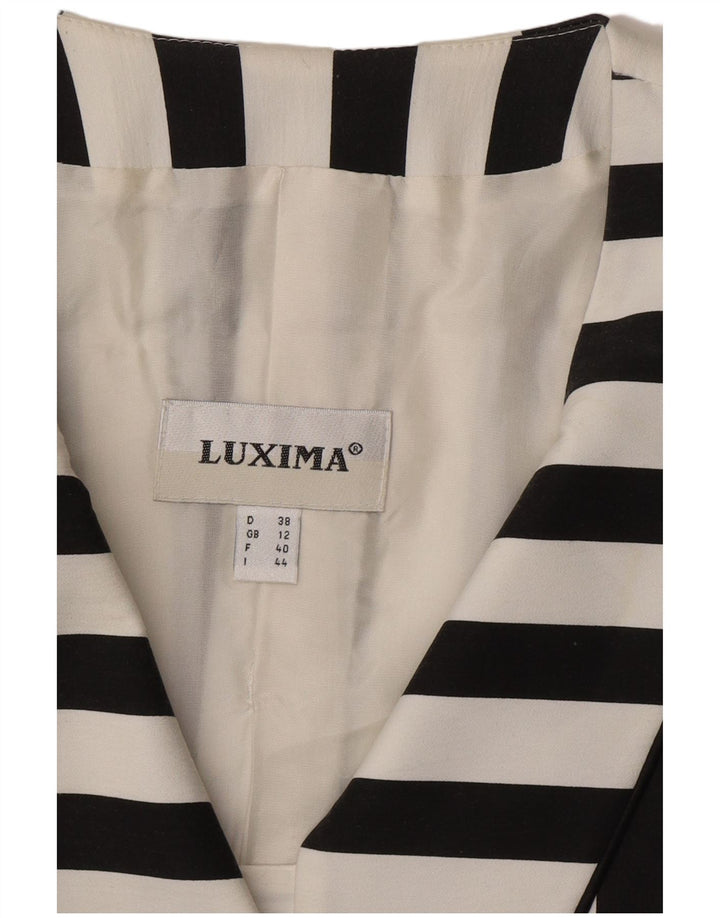 Jachetă vintage pentru femei cu 5 nasturi, UK 12, bumbac cu dungi negre medii